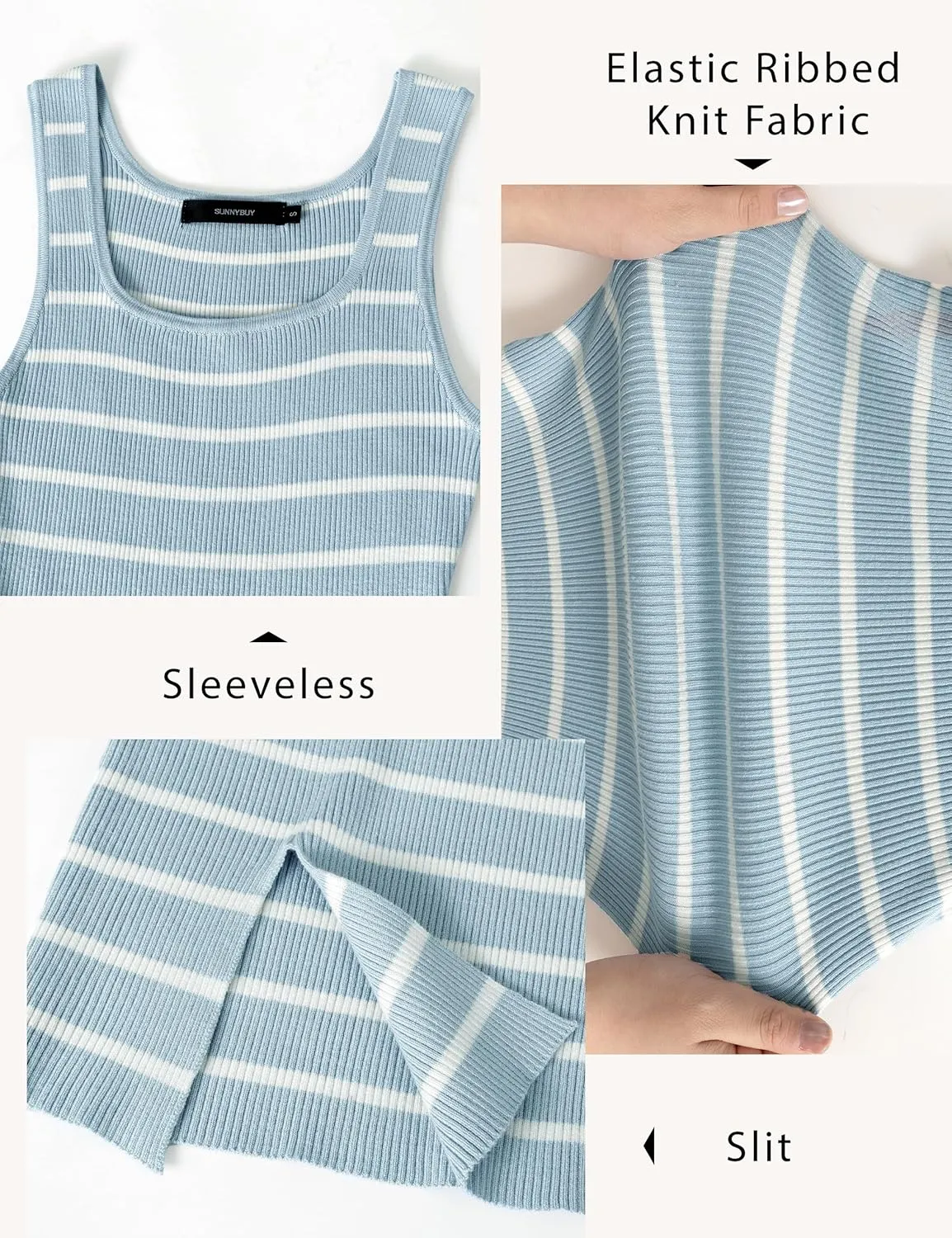 SUNNYBUY Women's Striped Maternity Dress Summer Tank Bodycon Dresses Knit Slit Pregnancy Clothes