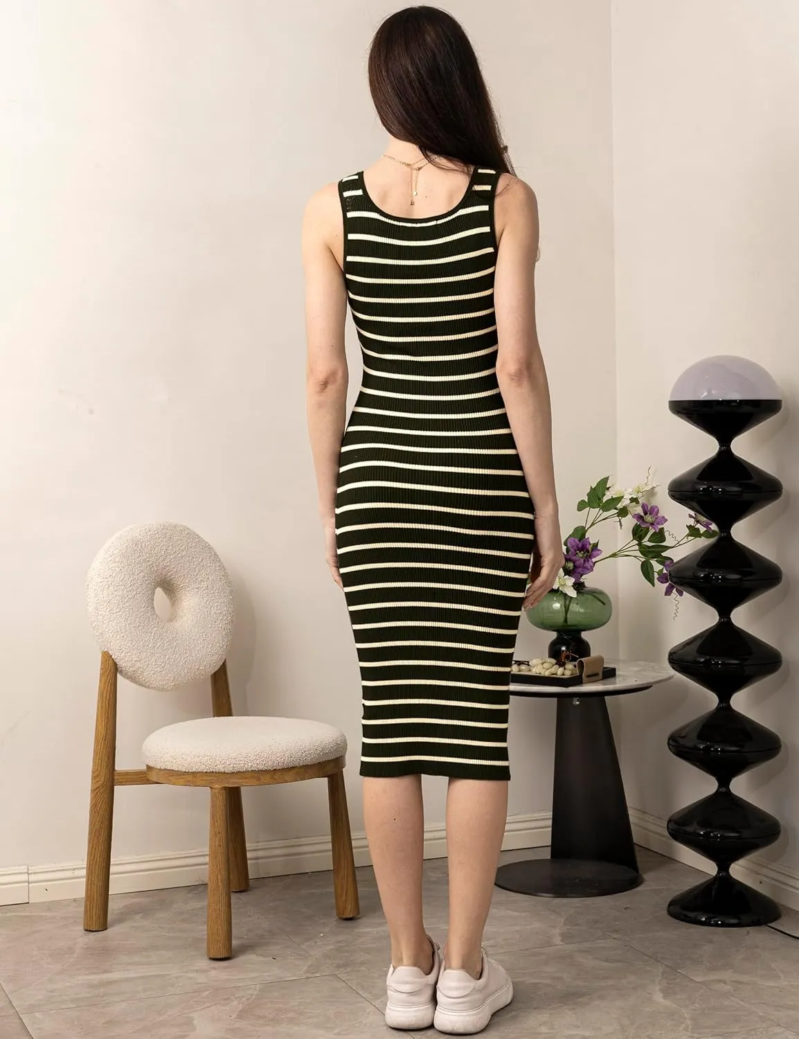 SUNNYBUY Women's Striped Maternity Dress Summer Tank Bodycon Dresses Knit Slit Pregnancy Clothes