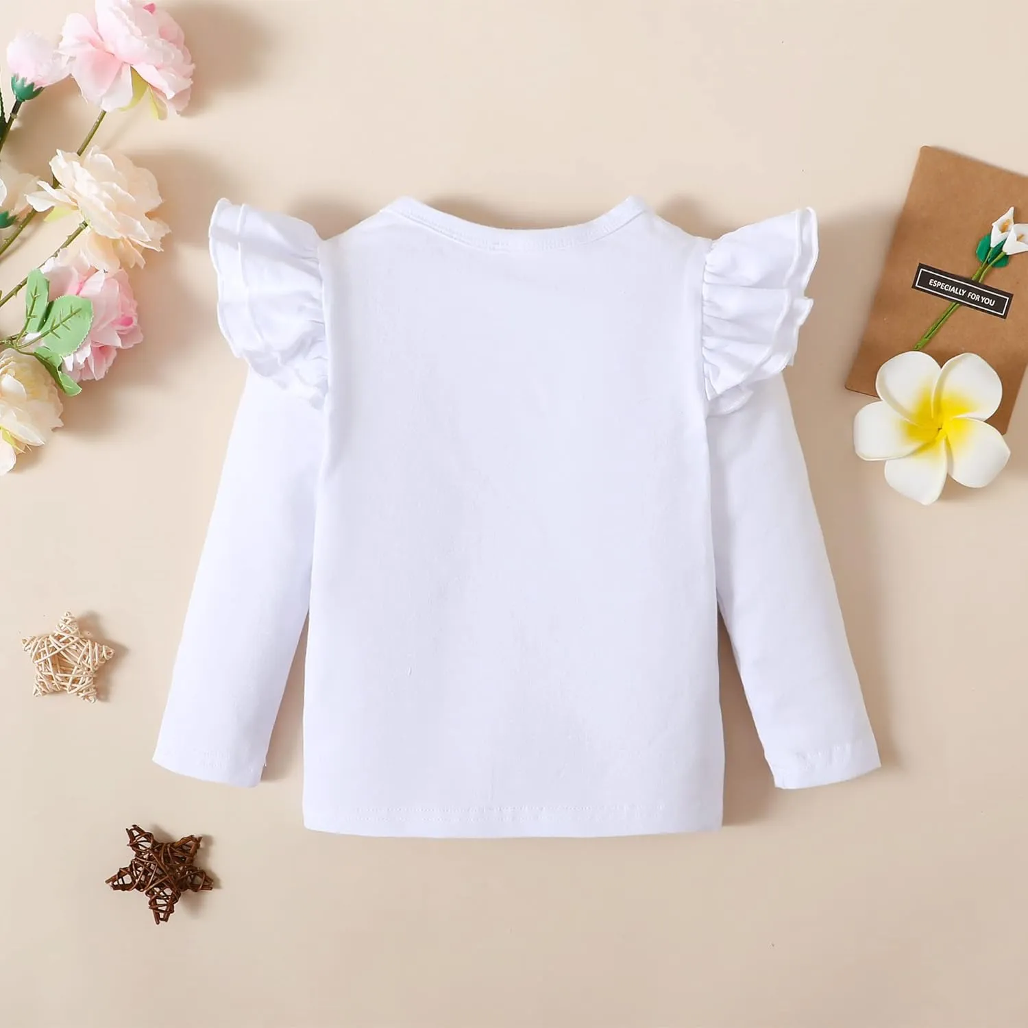 Toddler Baby Girl Solid Color T Shirt Kids Blouse Basic Plain Ruffle Top Cotton Casual Clothes