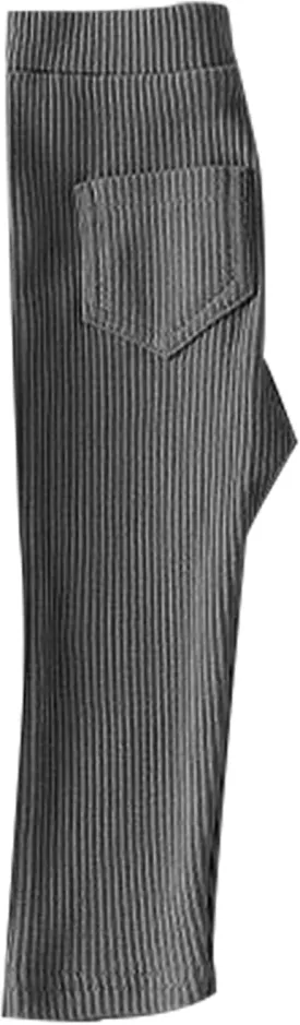 Toddler Baby Girls Ribbed Leggings Kids Elastic Waist Yoga Pants Footless Solid Color Stretchy Pant with Pockets Bottoms