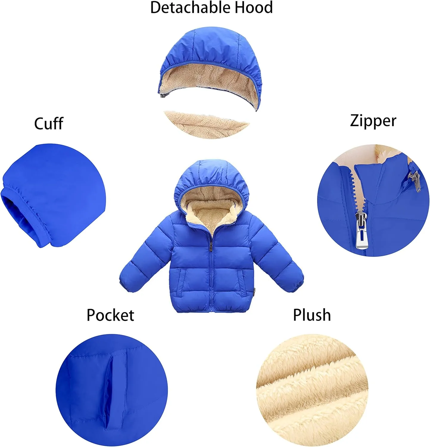 Toddler Baby Hooded Down Jacket Boys Girls Kids Thicken Warm Winter Coat Outerwear 1-7t