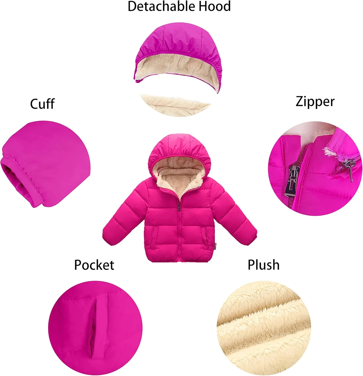 Toddler Baby Hooded Down Jacket Boys Girls Kids Thicken Warm Winter Coat Outerwear 1-7t