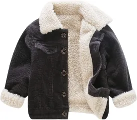 Toddler Boy Winter Corduroy Jacket Baby Girl Fall Sherpa Lined Outwear Coat