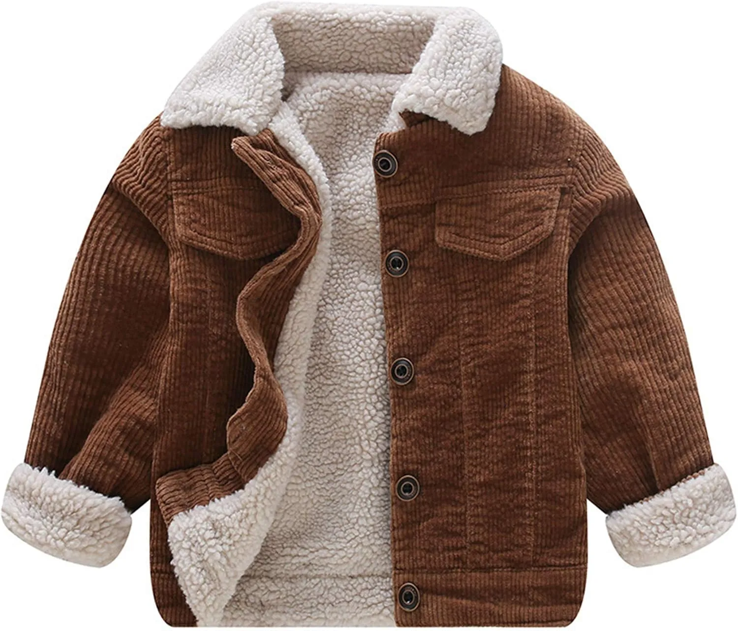 Toddler Boy Winter Corduroy Jacket Baby Girl Fall Sherpa Lined Outwear Coat