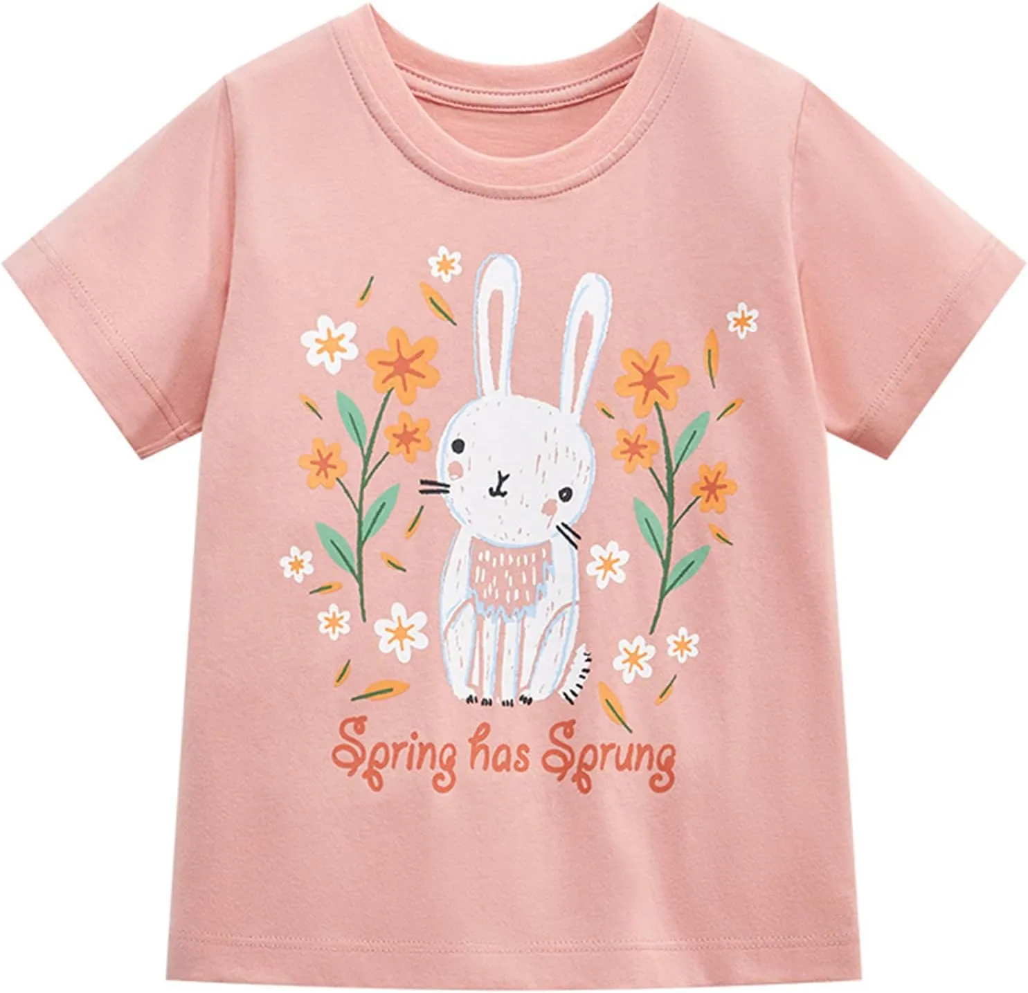 Toddler Girls Bunny Shirts Ruffle Short Sleeve Baby Easter T-Shirt Cotton Cute Tank Tees Tops 1-7 Years