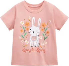 Toddler Girls Bunny Shirts Ruffle Short Sleeve Baby Easter T-Shirt Cotton Cute Tank Tees Tops 1-7 Years