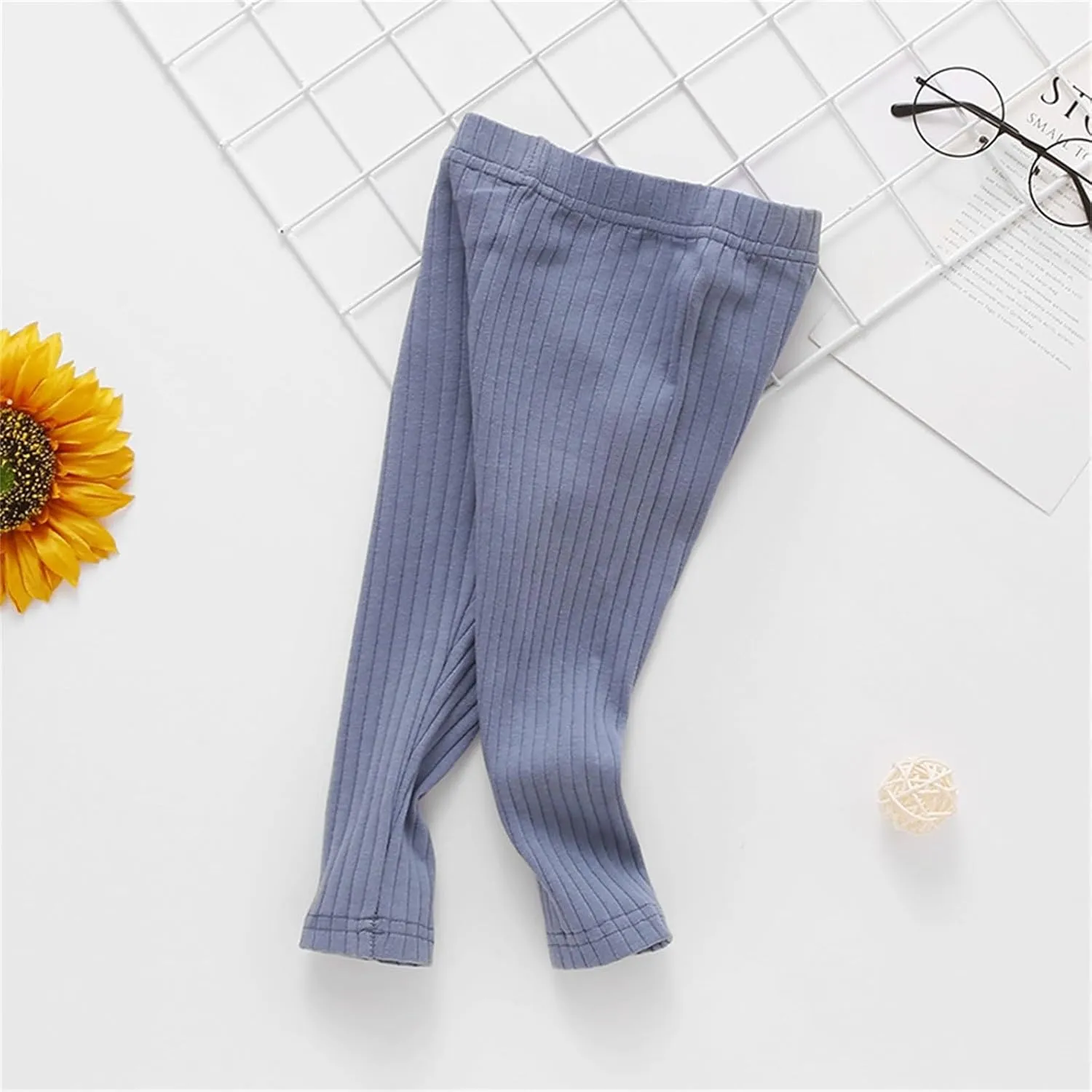 Toddler Girls Solid Leggings Kids Stretchy Ribbed Yoga Pants Infant Baby Elastic Waist Full Length Footless Tights