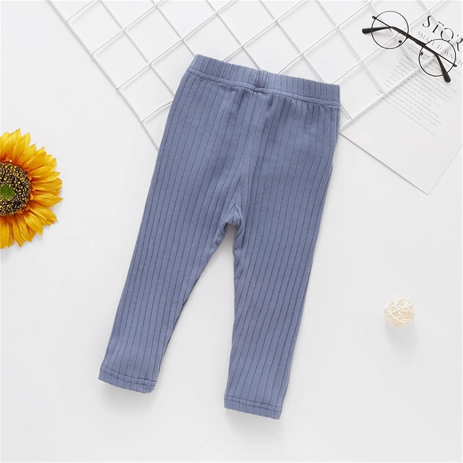 Toddler Girls Solid Leggings Kids Stretchy Ribbed Yoga Pants Infant Baby Elastic Waist Full Length Footless Tights