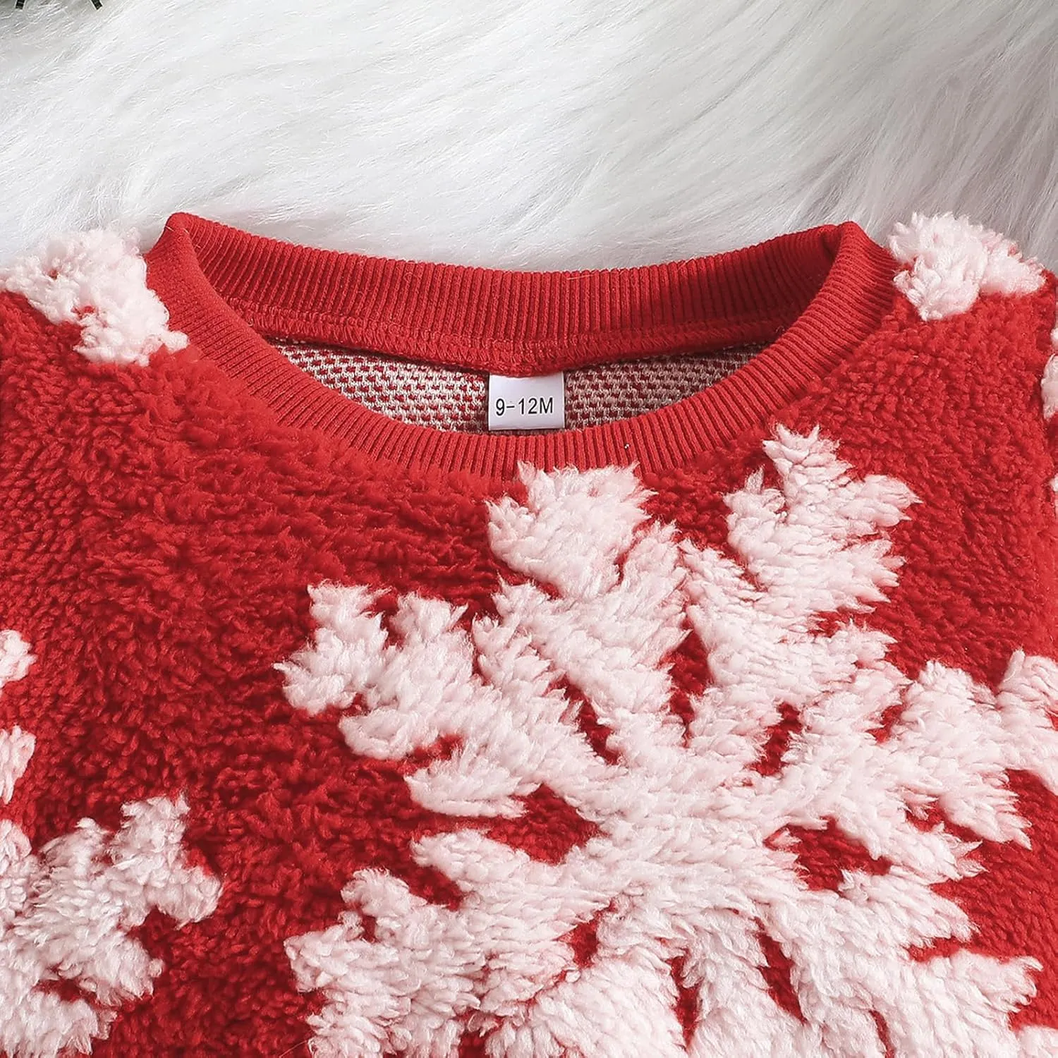 Toddler Kids Baby Girl Christmas Dress Long Sleeve Fuzzy Snowflake Sweater Patchwork Pleated Tulle Dress Winter Clothes