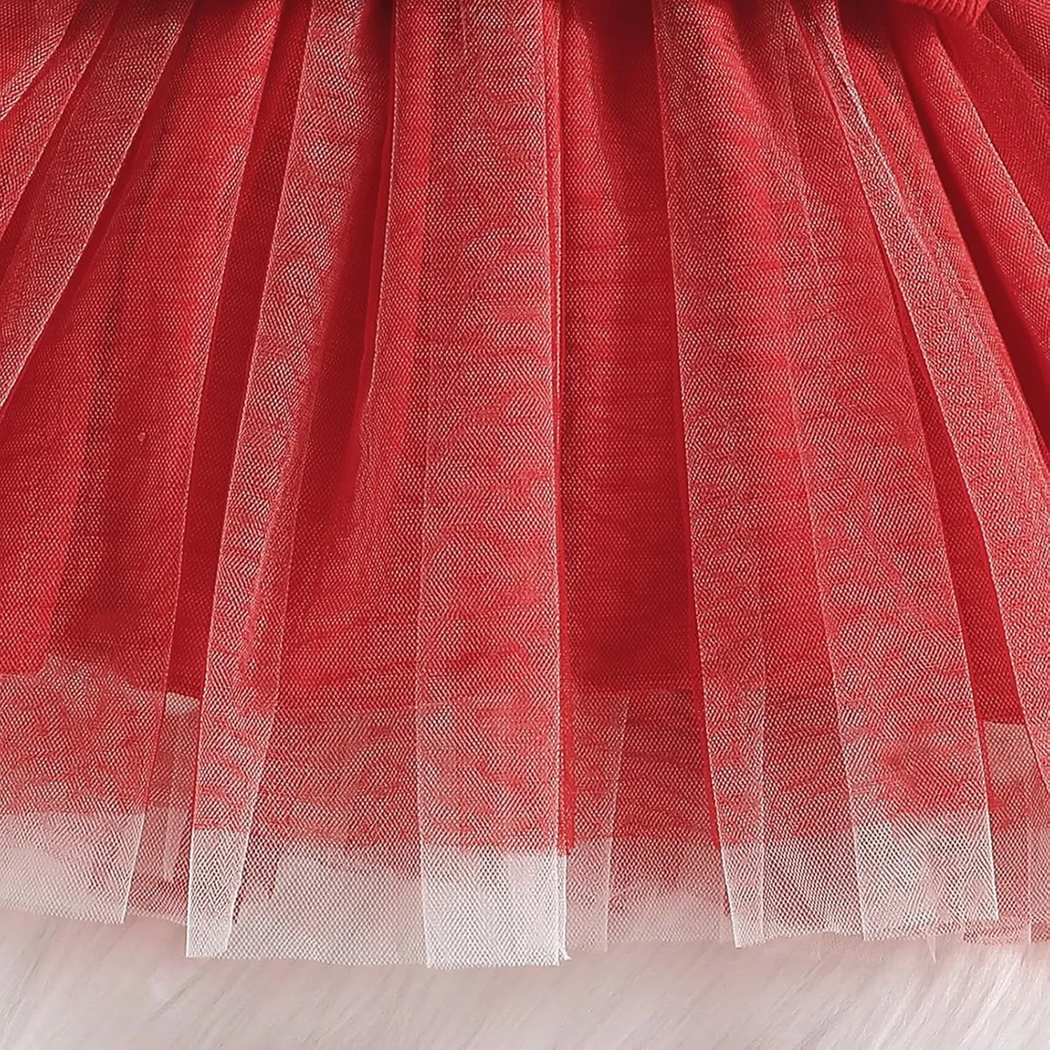 Toddler Kids Baby Girl Christmas Dress Long Sleeve Fuzzy Snowflake Sweater Patchwork Pleated Tulle Dress Winter Clothes