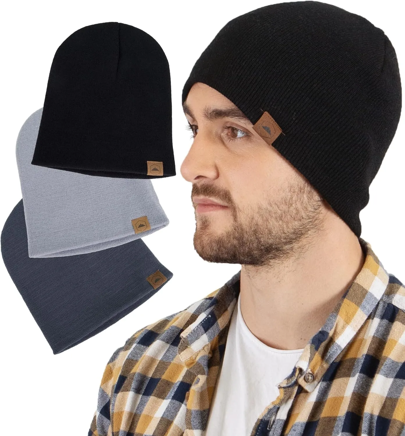 Tough Headwear Daily Knit Beanie - Beanies Hats for Men - Winter Hats for Men & Women - Warm Knitted Hats for Cold Weather