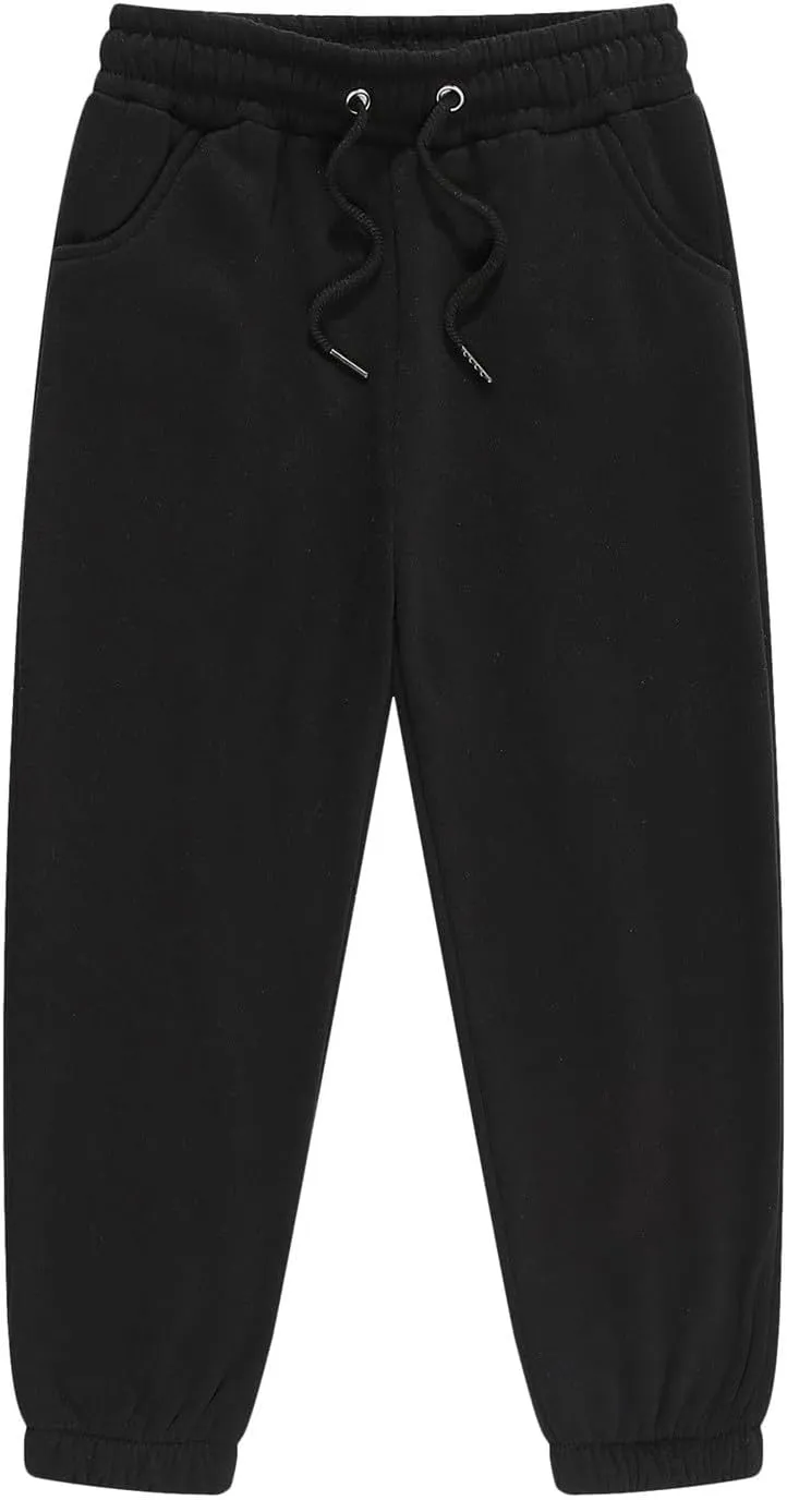 Unisex Basic Sweatpants Pull on Casual Joggers Boys Girls Solid Color Elastic Waist Athletic Pants with Pockets