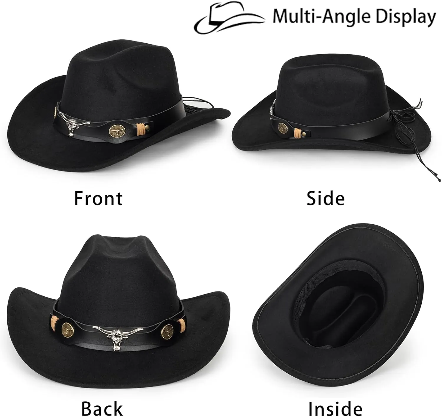 Women Western Rhinestone Cowboy Hat - Classic Bling Diamond Band Decoration Rodeo Fedora Hat(Size:Large)
