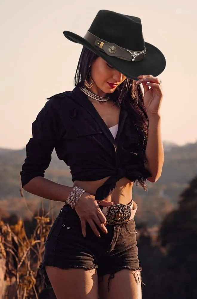 Women Western Rhinestone Cowboy Hat - Classic Bling Diamond Band Decoration Rodeo Fedora Hat(Size:Large)