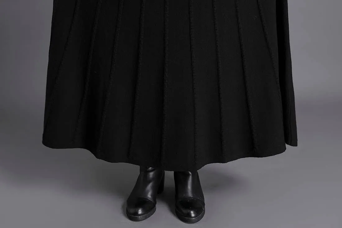 Women's Winter Long Skirt High Waist Elegant Knitted Warm Elastic Waist Maxi Pleated Skirt
